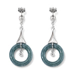 D'Joy Olmek Jadeit, Moissanit Ohrringe 925 Silber Rhodiniert ca. 10.57 ct