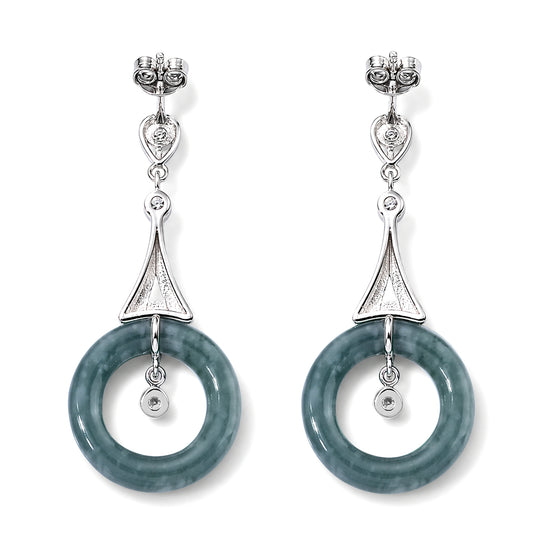 D'Joy Olmek Jadeit, Moissanit Ohrringe 925 Silber Rhodiniert ca. 10.57 ct