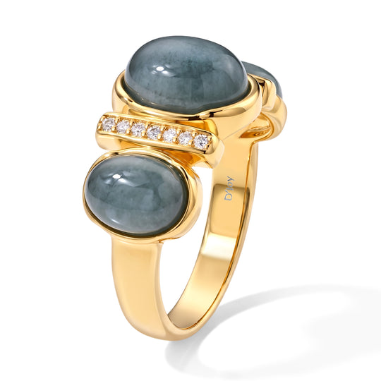 D'Joy Olmek Jadeit Ring 925 Silber Gelbgold Vermeil (Größe 20.00) ca. 5,00 ct