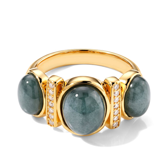 D'Joy Olmek Jadeit Ring 925 Silber Gelbgold Vermeil (Größe 20.00) ca. 5,00 ct