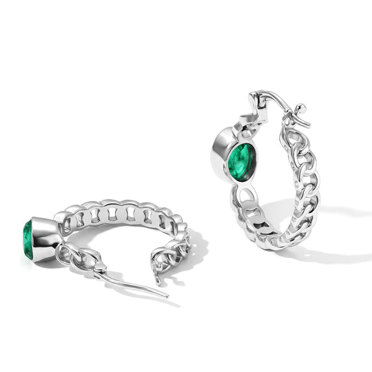 EVER TRUE Smaragd-Quarz Triplette Ohrringe 316L Edelstahl ca. 3,06 ct.