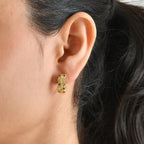D'Joy Mehrfarbig Saphir, Weißer Zirkon Ohrringe 925 Silber 750 Gelbgold vermeil ca. 1,09 ct.