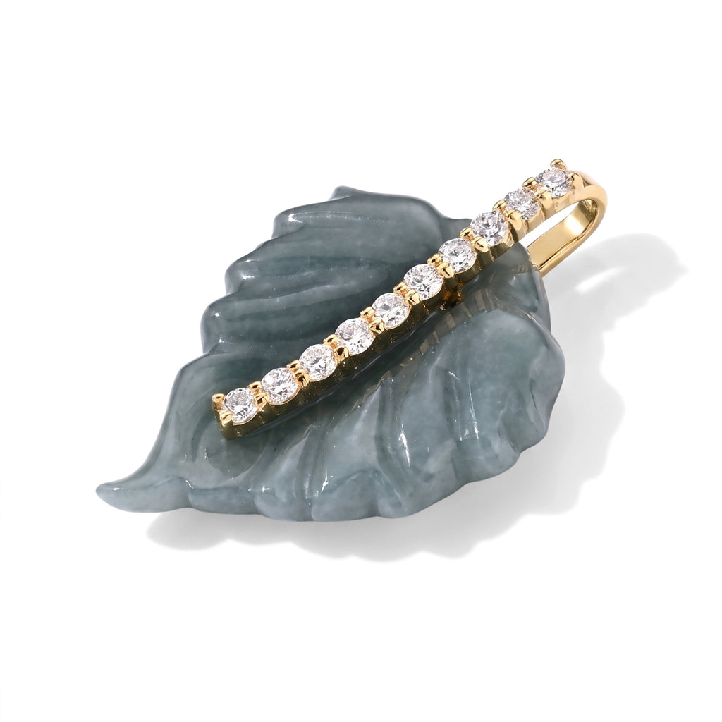 LUXURIANT DIAMOND - AA Olmek Jadeit, Lab Grown Diamant Anhänger 925 Silber Gelbgold Vermeil ca. 9,32 ct.