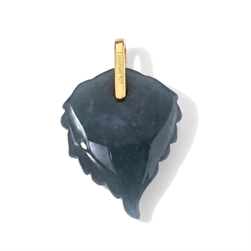 LUXURIANT DIAMOND - AA Olmek Jadeit, Lab Grown Diamant Anhänger 925 Silber Gelbgold Vermeil ca. 9,32 ct.
