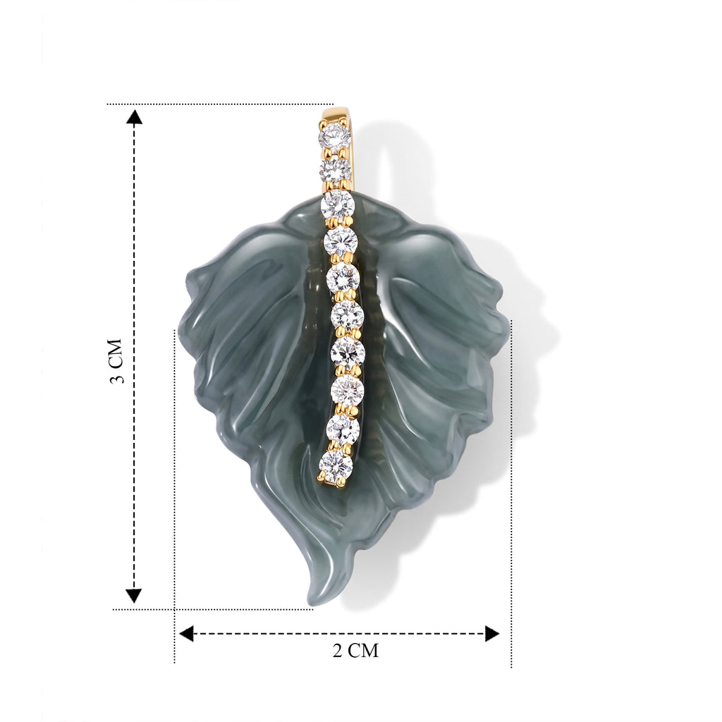 LUXURIANT DIAMOND - AA Olmek Jadeit, Lab Grown Diamant Anhänger 925 Silber Gelbgold Vermeil ca. 9,32 ct.