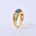 LUXURIANT DIAMOND - AA Olmek Jadeit, Lab Grown Diamant Ring 925 Silber Gelbgold Vermeil (Größe 18.00) ca. 1,85 ct
