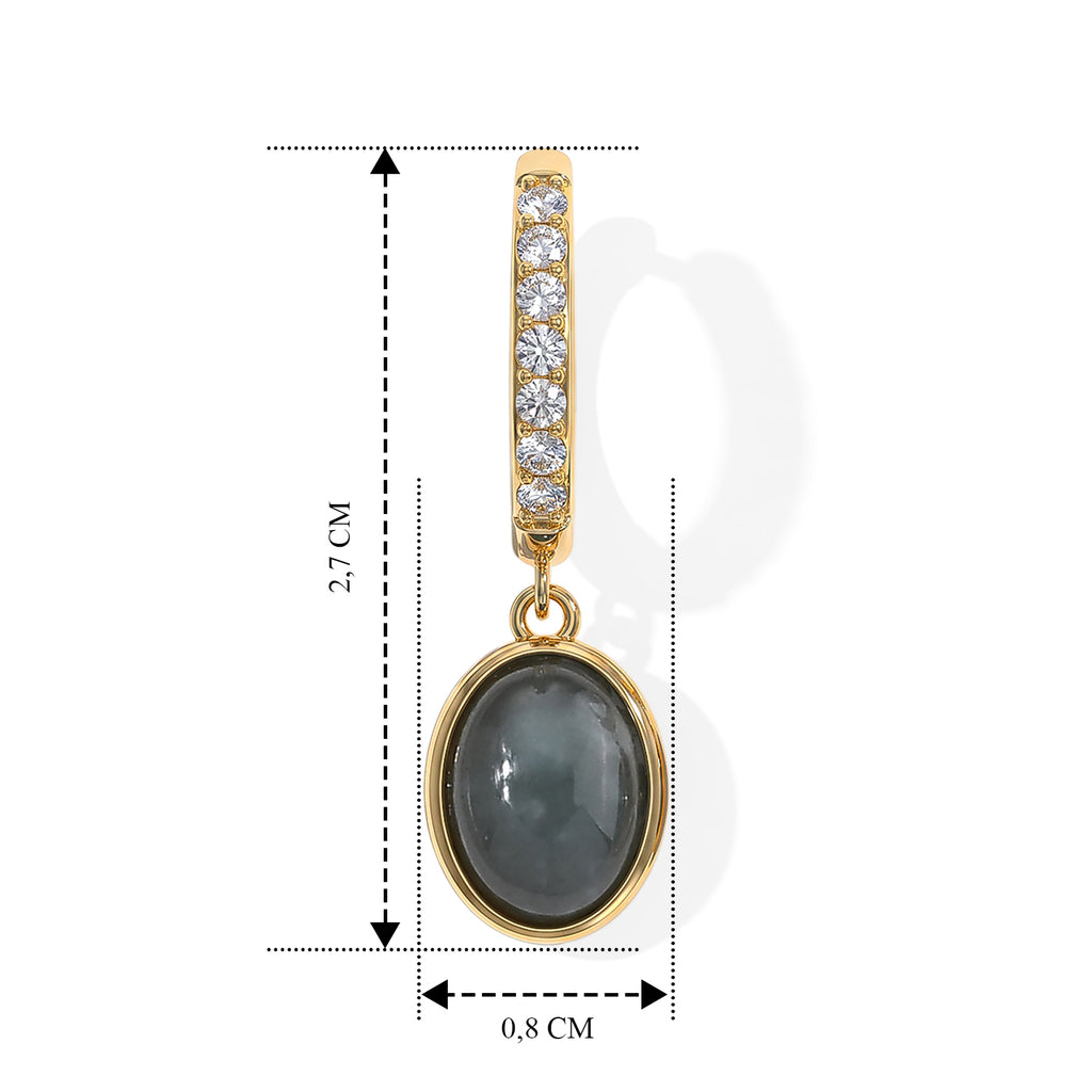 LUXURIANT DIAMOND - AA Olmek Jadeit, Lab Grown Diamant Ohrringe 925 Silber Gelbgold Vermeil ca. 3,22 ct.