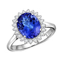 Rhapsody AAAA Tansanit, Weißer Diamant Ring 950 Platin (Größe 17.00) ca. 4,35 ct