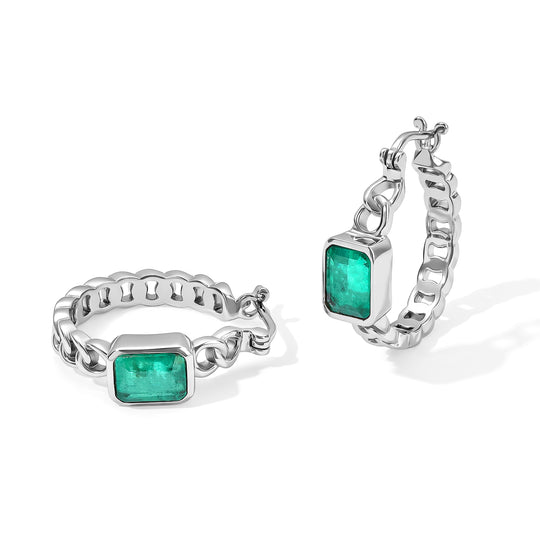 EVER TRUE Smaragd-Quarz Triplette Ohrringe 316L Edelstahl ca. 3,06 ct.
