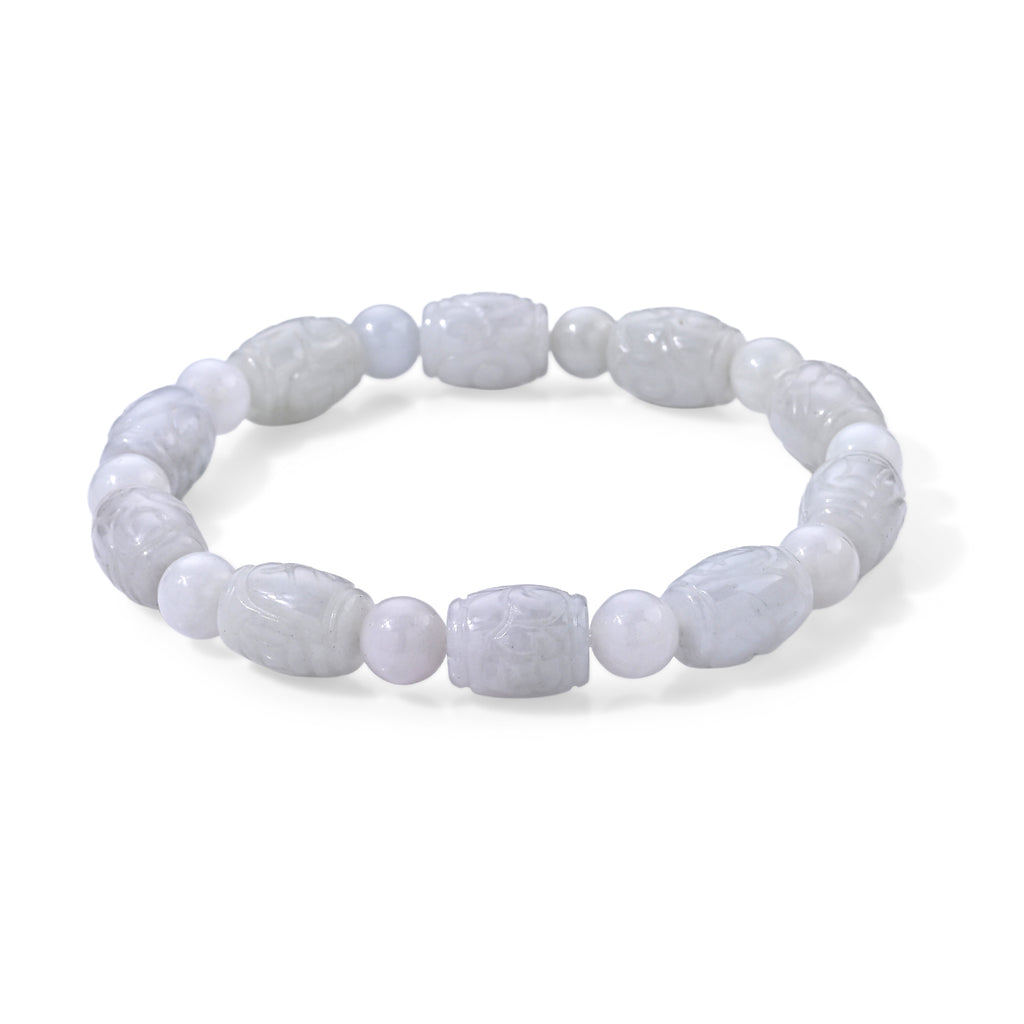 Weiße Jade Armband 18 cm ca. 120,00 ct.