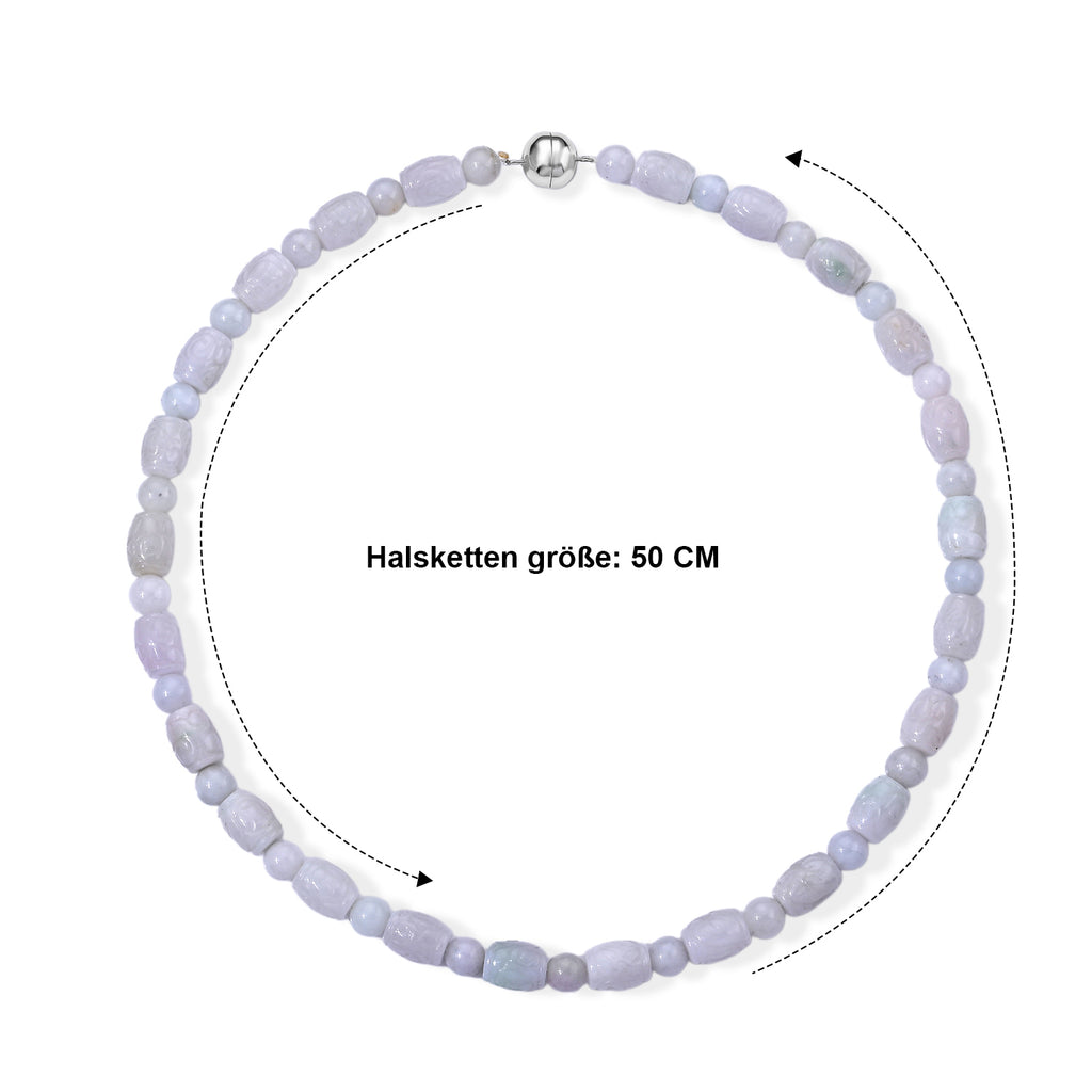 D'Joy Weiße Jade Halskette ca. 50 cm 925 Silber Rhodiniert ca. 380,00 ct.