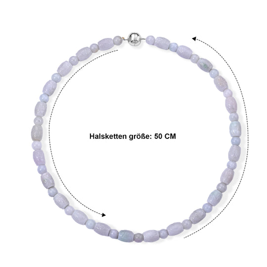 D'Joy EXTREM SELTEN Natürliche Weiße Jadeit Jade Halskette ca. 50 cm 925 Silber Rhodiniert ca. 380.00 ct