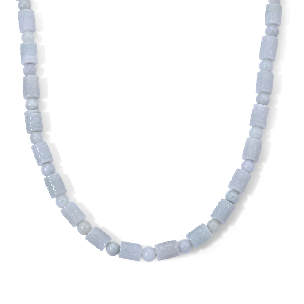 D'Joy Weiße Jade Halskette ca. 50 cm 925 Silber Rhodiniert ca. 430,00 ct.