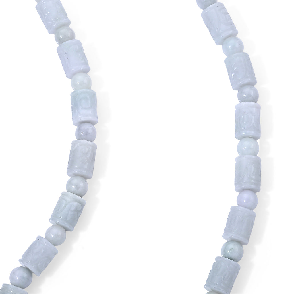 D'Joy Weiße Jade Halskette ca. 50 cm 925 Silber Rhodiniert ca. 430,00 ct.