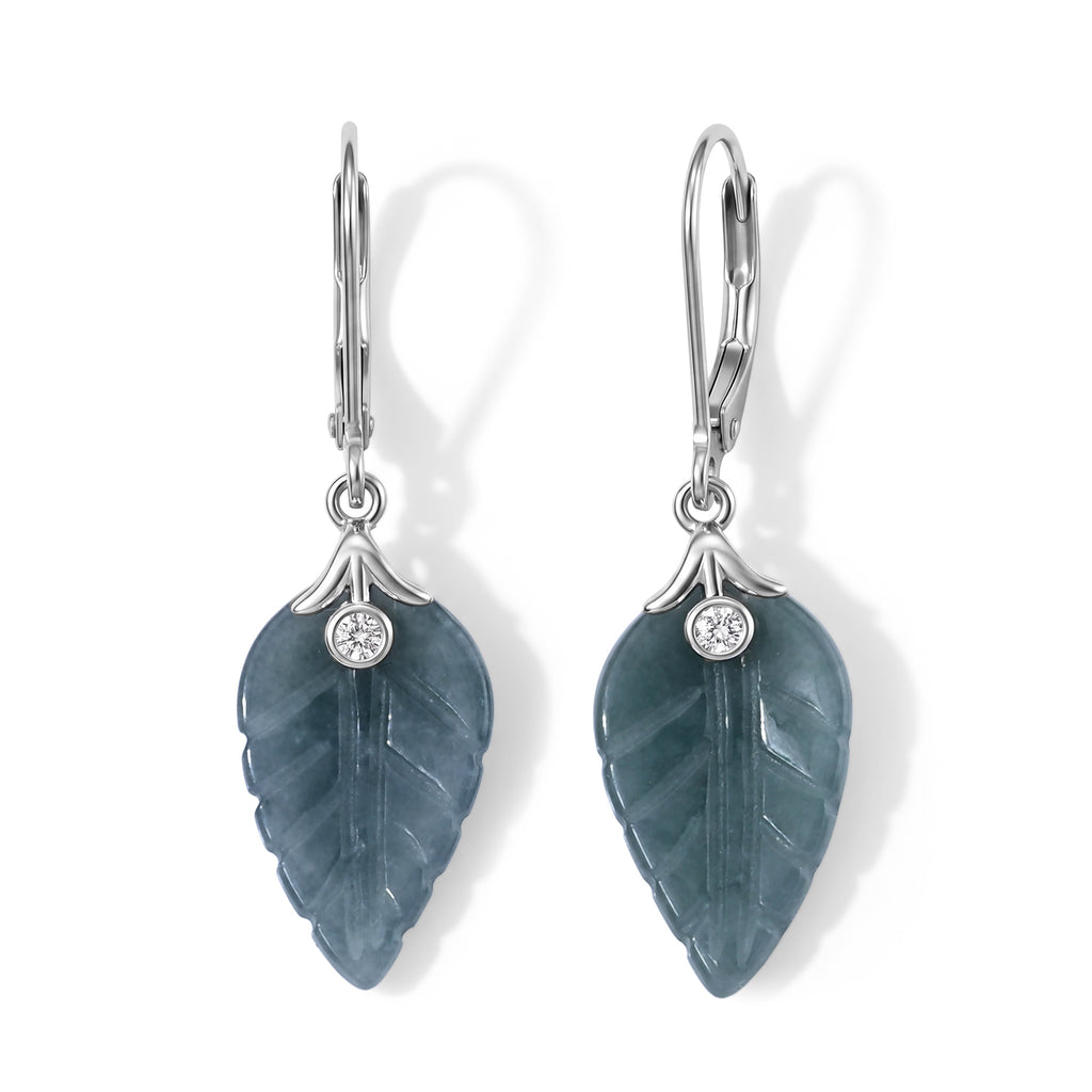 LUXURIANT DIAMOND - AA Olmek Jadeit, Lab Grown Diamant Ohrringe 925 Silber Rhodiniert ca. 18.06 ct