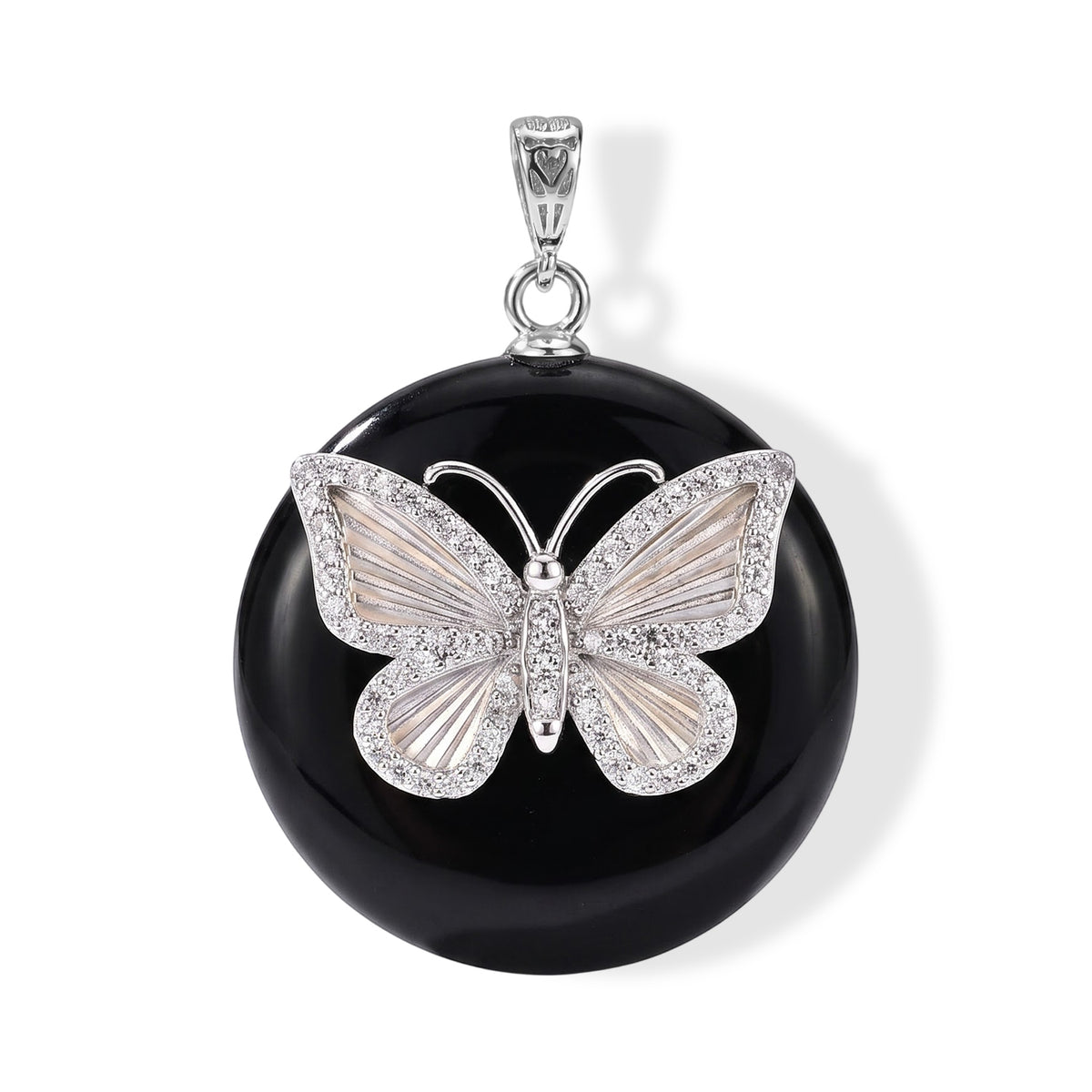 GP Trionfo Kollektion - Schwarze Jade, Blauer Saphir Anhänger 925 Silber Rhodiniert ca. 34.68 ct