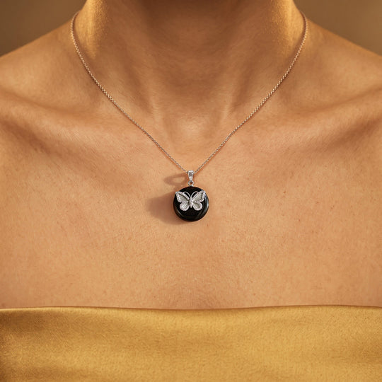 GP Trionfo Kollektion - Schwarze Jade, Blauer Saphir Anhänger 925 Silber Rhodiniert ca. 34.68 ct