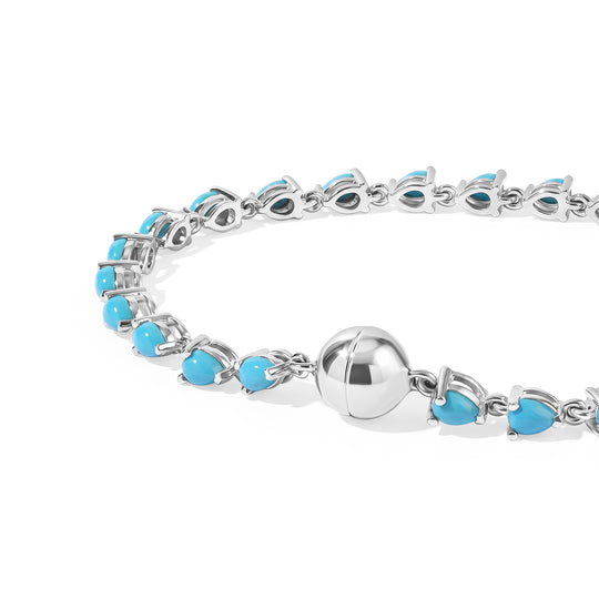 D'Joy Sleeping Beauty Türkis Armband ca. 20 cm 925 Silber Rhodiniert ca. 4,87 ct.