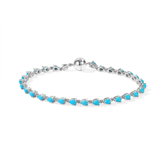 D'Joy Sleeping Beauty Türkis Armband ca. 20 cm 925 Silber Rhodiniert ca. 4,87 ct.