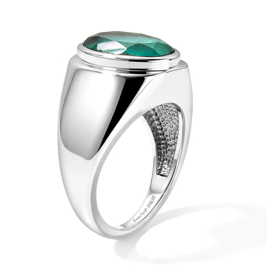 EVER TRUE Smaragd-Quarz Triplette Ring 316L Edelstahl (Größe 19.00) ca. 6,58 ct