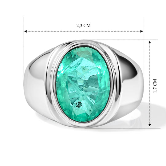 EVER TRUE Smaragd-Quarz Triplette Ring 316L Edelstahl (Größe 19.00) ca. 6,58 ct