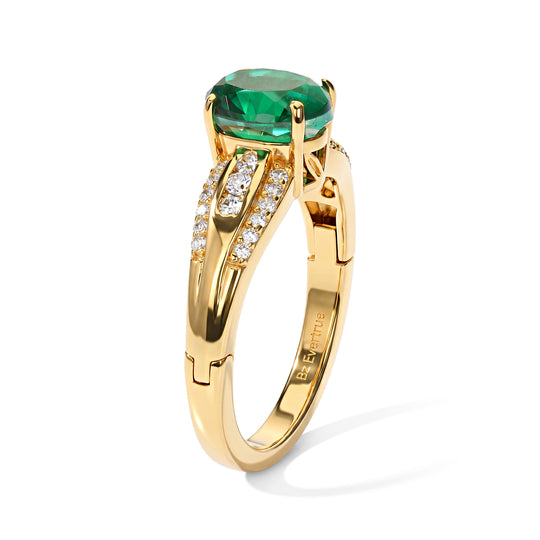 EVER TRUE Smaragd-Quarz Triplette, Weißer Zirkon Ring Reine Bronze (Größe 18.00) ca. 1,85 ct