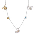 GP - Himmelblauer Topas, Mosambik Granat Halskette ca. 45 cm 925 Silber Rhodiniert und 750 Gelbgold Vermeil ca. 3,79 ct.