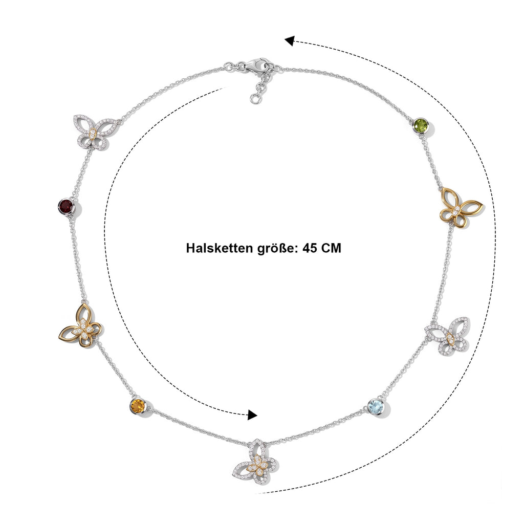 GP - Himmelblauer Topas, Mosambik Granat Halskette ca. 45 cm 925 Silber Rhodiniert und 750 Gelbgold Vermeil ca. 3,79 ct.