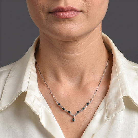 EVER TRUE London Blau Topas Halskette ca. 50 cm Reine Bronze ca. 1,71 ct.
