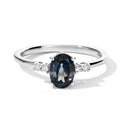 D'Joy London Blau Topas, Lab Grown Diamant Ring 925 Silber Platiniert (Größe 17.00) ca. 0,98 ct