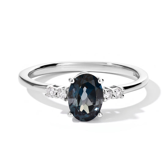 D'Joy London Blau Topas, Lab Grown Diamant Ring 925 Silber Platiniert (Größe 19.00) ca. 0,98 ct