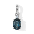 D'Joy London Blau Topas, Lab Grown Diamant Anhänger 925 Silber Platiniert ca. 0,91 ct.