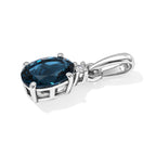 D'Joy London Blau Topas, Lab Grown Diamant Anhänger 925 Silber Platiniert ca. 0,91 ct.