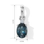 D'Joy London Blau Topas, Lab Grown Diamant Anhänger 925 Silber Platiniert ca. 0,91 ct.