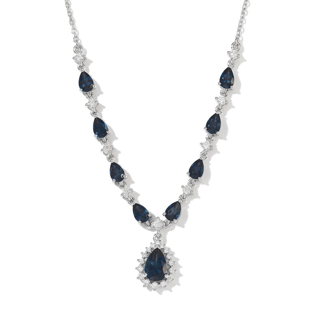D'Joy AA London Blau Topas Halskette ca. 50 cm 925 Silber Rhodiniert ca. 5,95 ct.