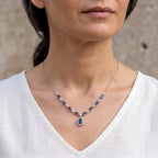 D'Joy AA London Blau Topas Halskette ca. 50 cm 925 Silber Rhodiniert ca. 5,95 ct.