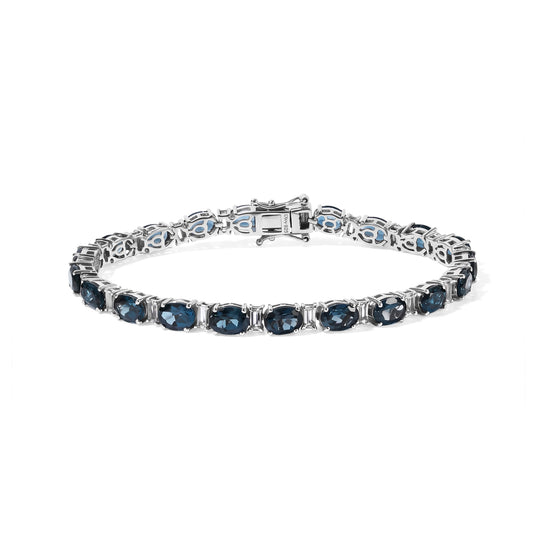 D'Joy London Blau Topas, Weißer Topas Armband ca. 20 cm 925 Silber Rhodiniert ca. 19,78 ct.