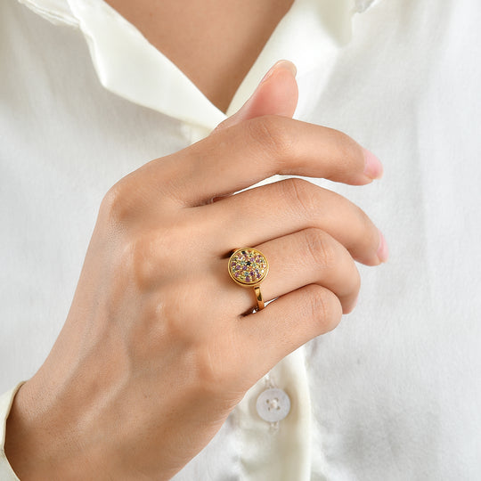 D'Joy Mehrfarbig Saphir Ring 925 Silber 750 Gelbgold vermeil (Größe 17.00) ca. 0,81 ct