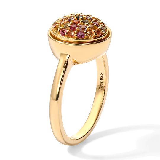 D'Joy Mehrfarbig Saphir Ring 925 Silber 750 Gelbgold vermeil (Größe 17.00) ca. 0,81 ct