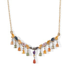 D'Joy Mehrfarbig Saphir Halskette ca. 45 cm 925 Silber 750 Gelbgold vermeil ca. 4,96 ct.