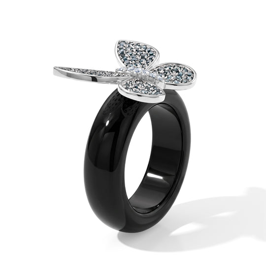 GP - Schwarze Jade, Blauer Saphir Ring 925 Silber Rhodiniert (Größe 21.00) ca. 27.29 ct
