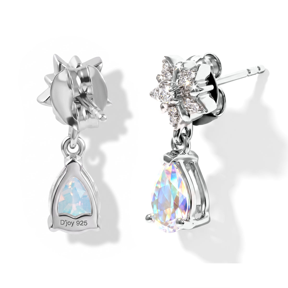 D'Joy Merkur mystischer Topas, Weißer Zirkon Ohrringe 925 Silber Rhodiniert ca. 1,78 ct.
