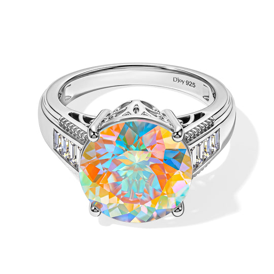DAS GRÖßTE - Merkur mystischer Topas, Weißer Zirkon Ring 925 Silber Rhodiniert (Größe 21.00) ca. 7.98 ct