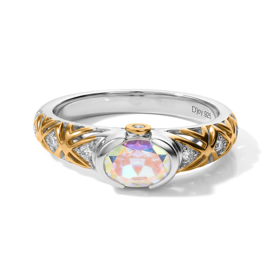 D'Joy Merkur mystischer Topas, Weißer Zirkon Ring 925 Silber Platiniert und vergoldet (Größe 18.00) ca. 1,42 ct