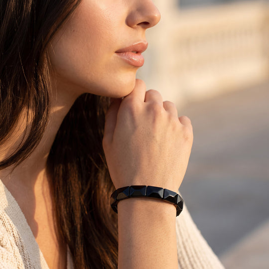 Schwarzer Jadeit Armband 18 cm ca. 95,00 ct.