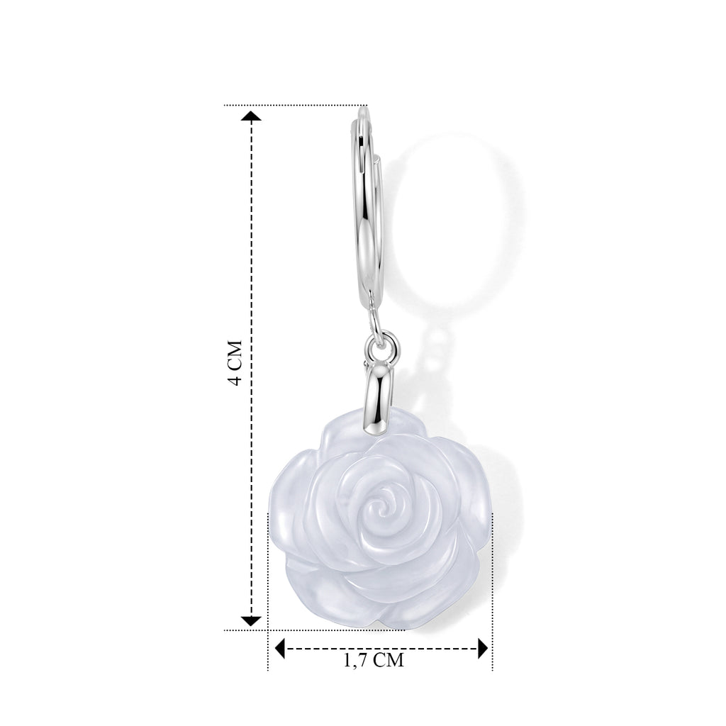 D'Joy Weiße Jade Ohrringe 925 Silber Rhodiniert  ca. 10.00 ct