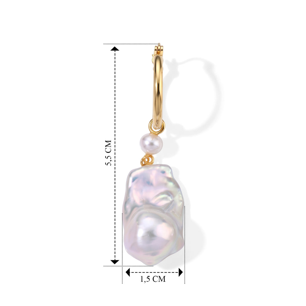 D'Joy Weiße Barockperle, Zhuji Akoya-Perle (3-5mm) Ohrringe 925 Silber Vergoldet