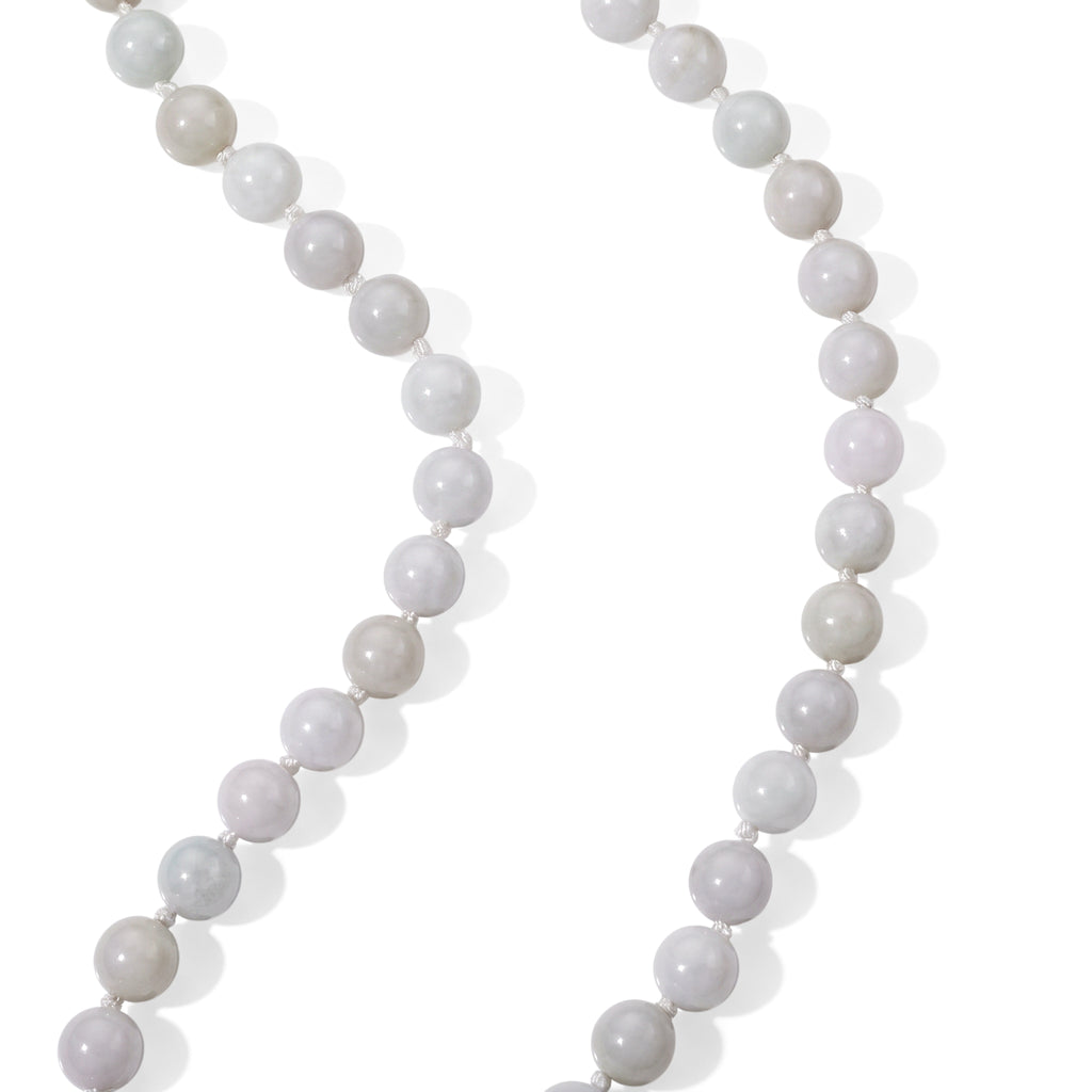 D'Joy 382,50 ct. natürliche weiße Jade 50+5cm Halskette, 925 Silber rhodiniert