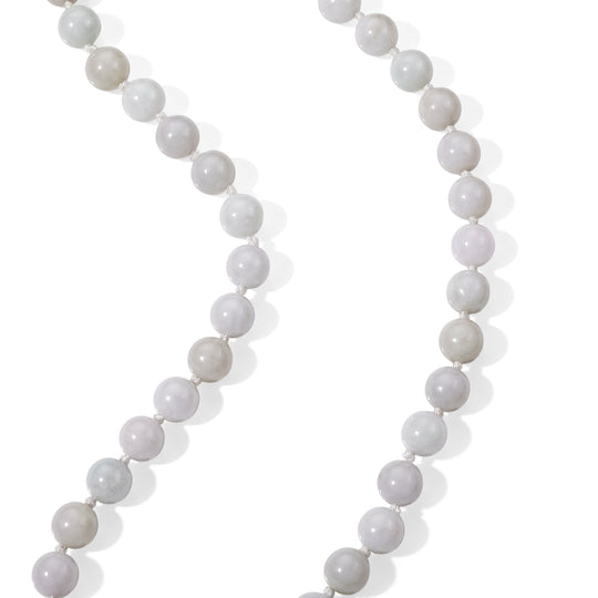 D'Joy 382,50 ct. natürliche weiße Jade 50+5cm Halskette, 925 Silber rhodiniert