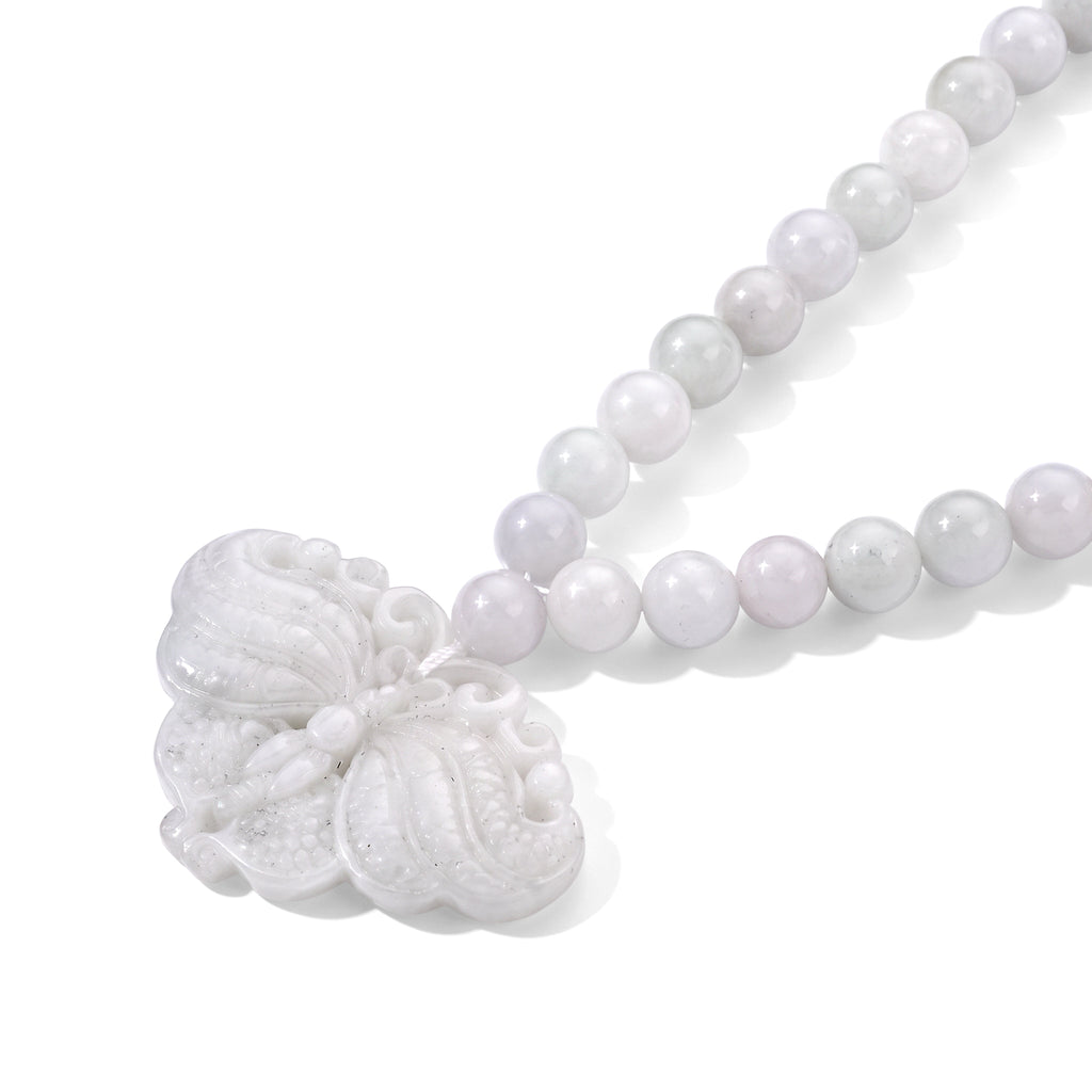 D'Joy  EXTREM SELTEN Natürliche Weiße Jade Halskette ca. 45 cm 925 Silber Rhodiniert ca. 330.00 ct